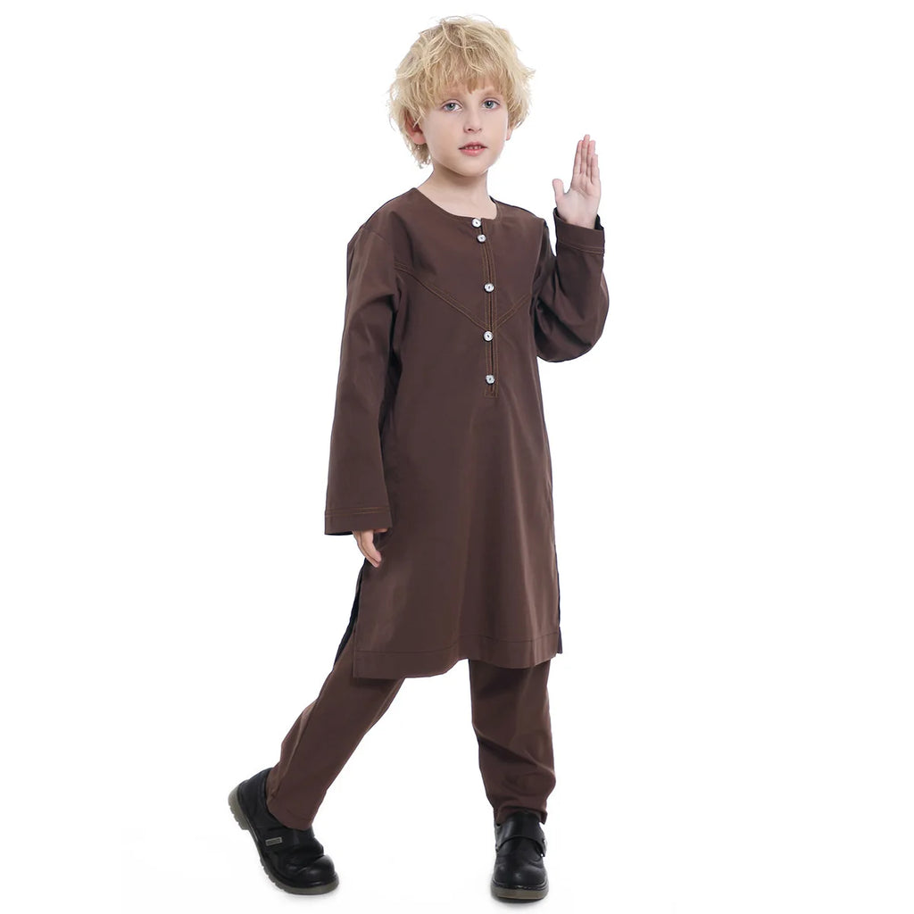 Boys Islamic Thobe – Kids Long Sleeve Traditional Robe