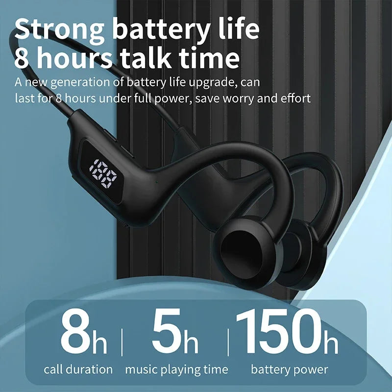 Wireless Bone Conduction Headphones Bluetooth Sport Earphone with Mic Hand-free Noise-Cancelling for Swimming And Outdoor Activities