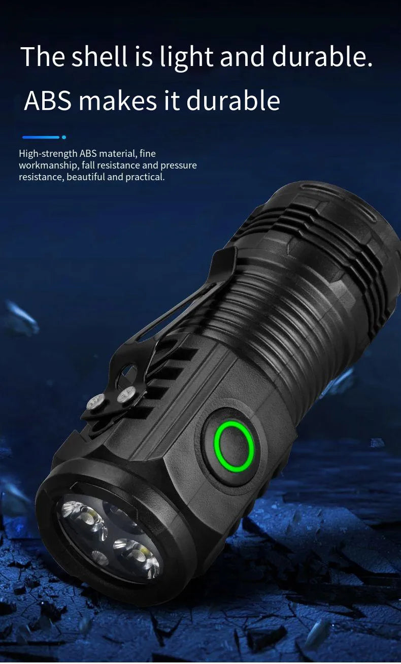 New Powerful Flashlight 3 Core LED Mini Tactical Flashlight Rechargeable High Power LED Torch Metal Pen Clip Hand Lamp