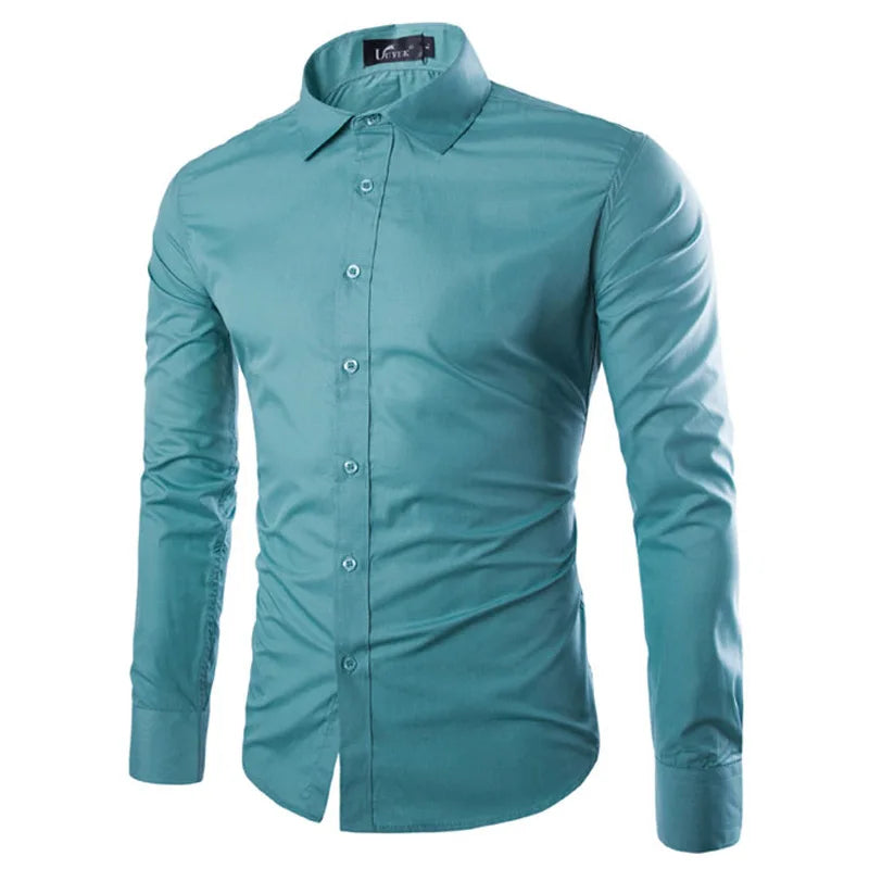 Colors Solid Color Men's Fashionable Candy Color Shirt Men's Casual Long Sleeve Shirt for Men
