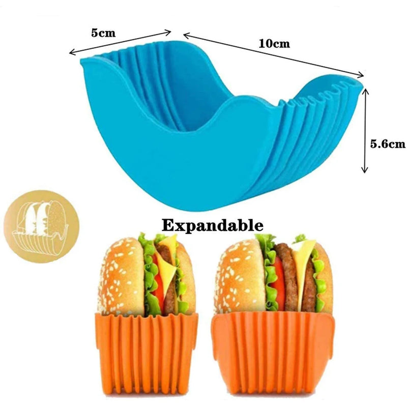Reusable Burger Holder Silicone Shelf Hamburger Tools Fixed Rack Holder Storage Kitchen Organizer Box Kitchen Accessories
