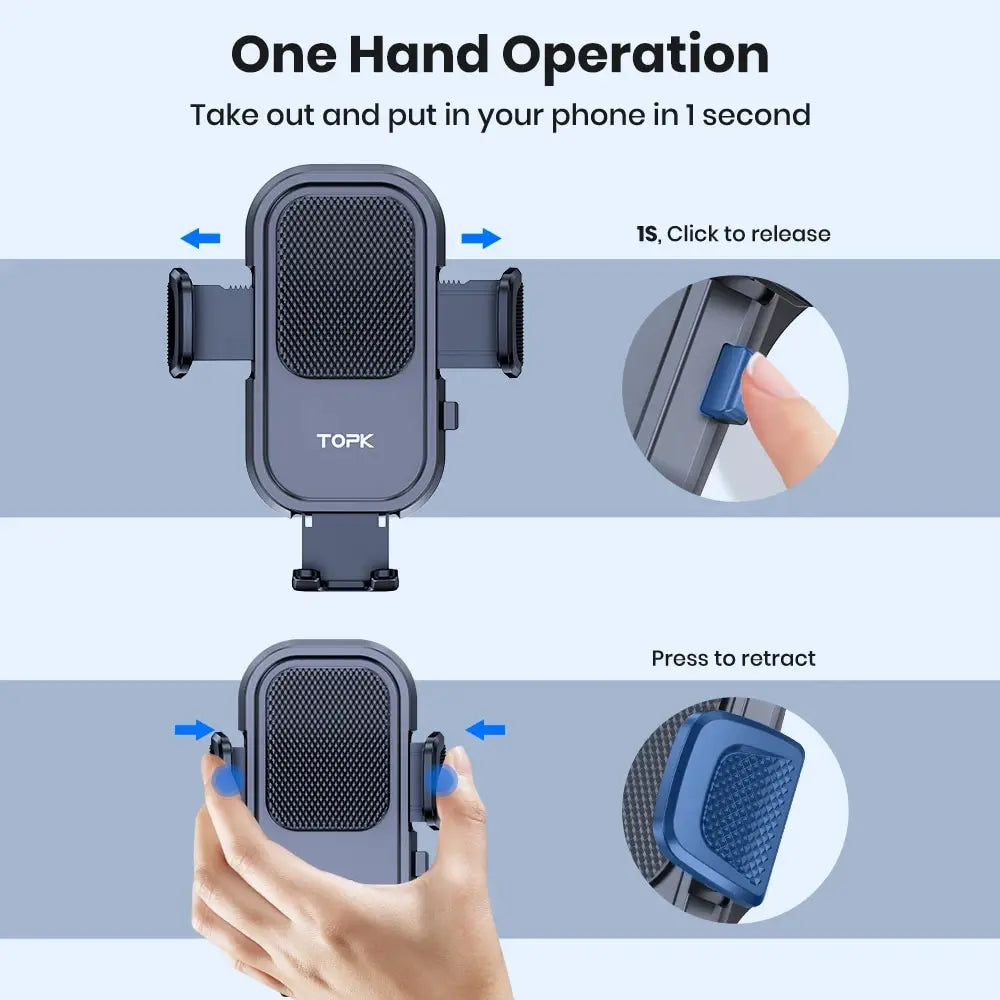 Universal Car Phone Holder Mount - Strong Suction Dashboard Stand for Smartphone Black Compact Size Eye-Catching Accessory