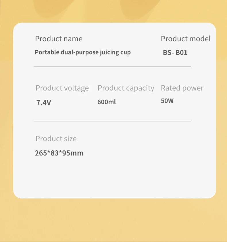 Portable Blender 600ML Electric Juicer Rechargeable 4000mAh USB Fruit Mixer Personal Smoothie Maker Outdoor Fresh Fruit Blender