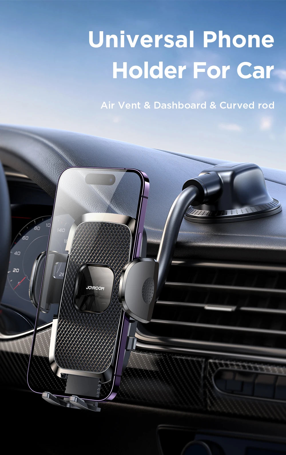 Car Phone Holder Mount 360° Widest View Universal Handsfree Auto Air Vent Flexible Long Arm Phone Mount
