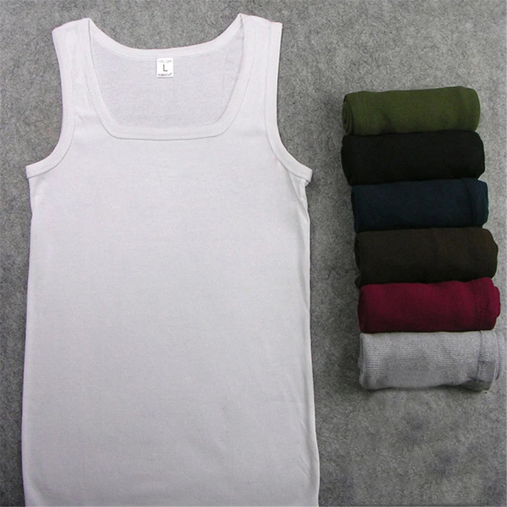 Men's Pure Cotton Tight Vest Casual Sports Tank Tops Middle-aged Sleeveless Basic Tops Quick Drying Bodybuilding Vest