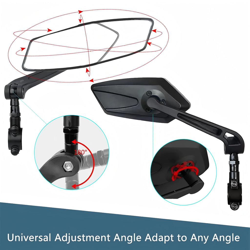 Universal Bike Handlebar Mirrors Wide Angle 360 Rotating Bicycle Rear View Mirror MTB E-Bike Electric Scooter HD Rearview Mirror