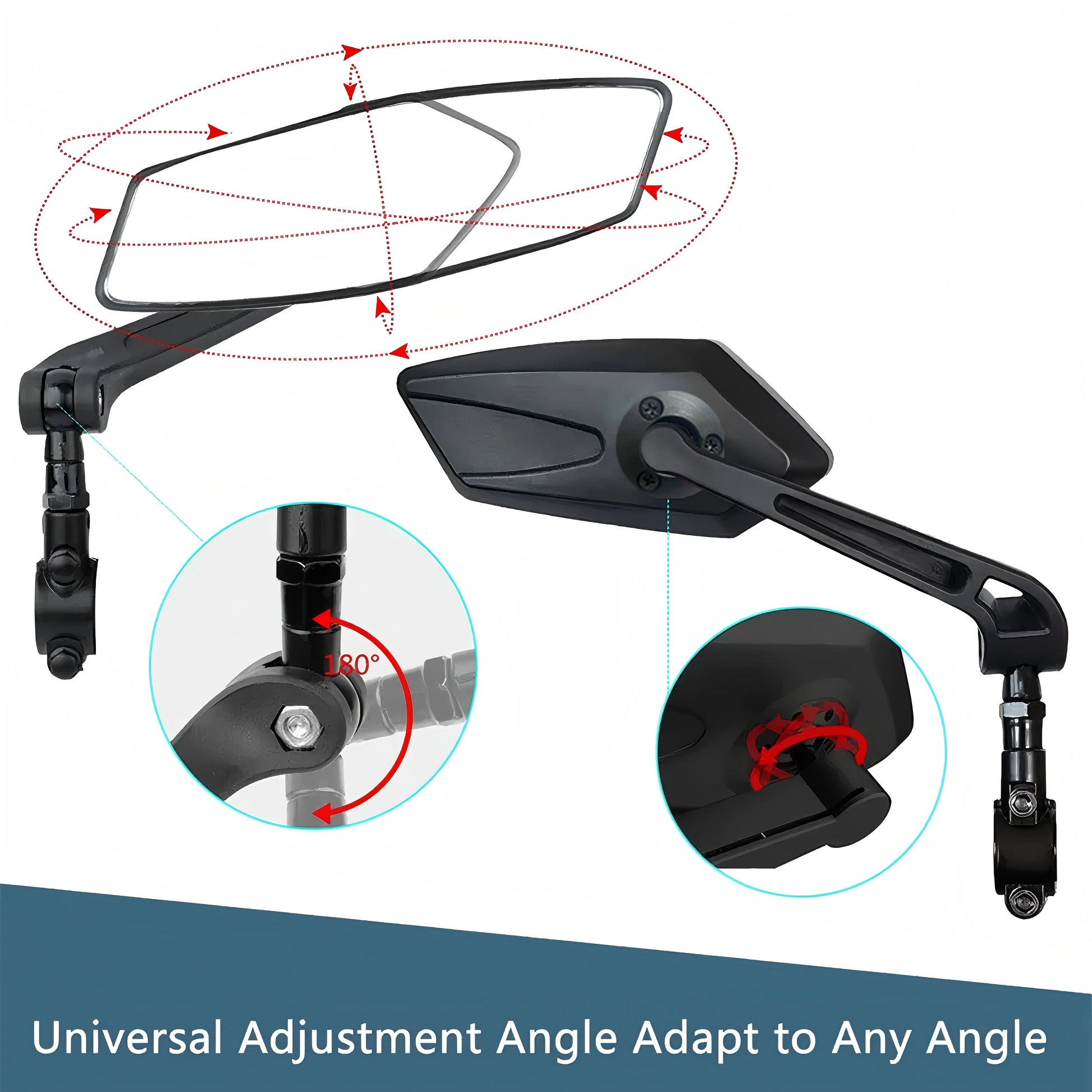 Universal Bike Handlebar Mirrors Wide Angle 360 Rotating Bicycle Rear View Mirror MTB E-Bike Electric Scooter HD Rearview Mirror