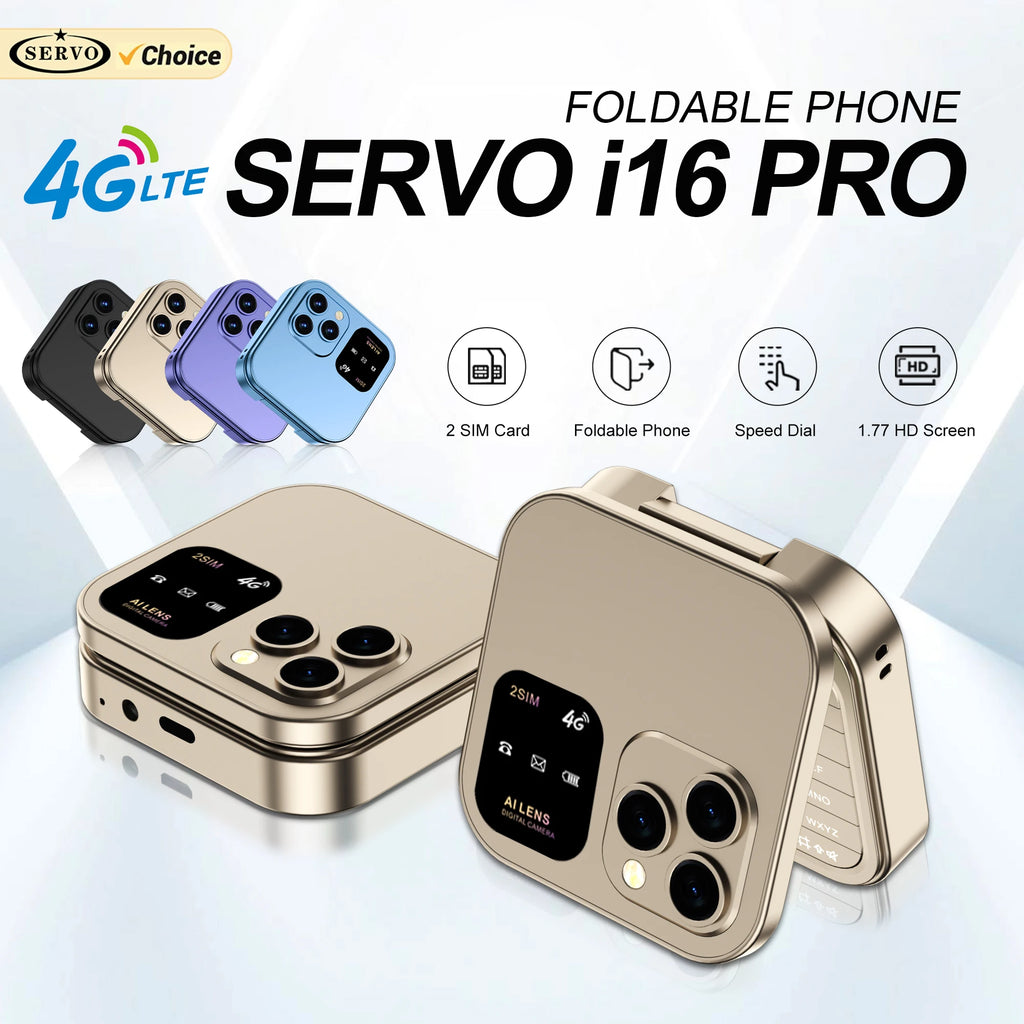 i16 Pro 4G LTE Mini Flip Mobile Phone Dual SIM Standby Call Recording Speed Dial FM Radio Blacklist Small Fold Cellphones