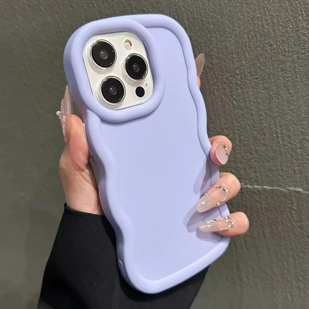 Soft Candy Curly Wave Phone Case For iPhone 11 12 13 14 15 16 17 Air Pro Max 7 8 Plus X XR XS SE Shockproof Bumper Cover Capa