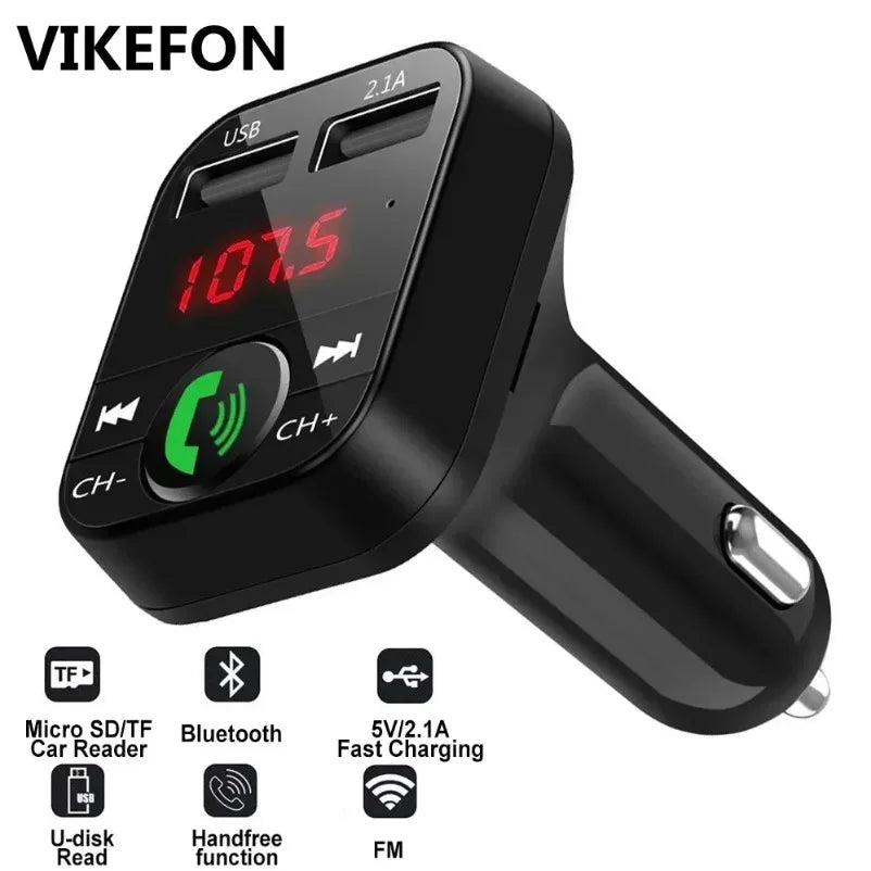 Car Wireless Adapter Bluetooth 5.0 FM Transmitter Mic Audio Receiver Auto MP3 Player 2.1A Dual USB Fast Charger Car Accessories