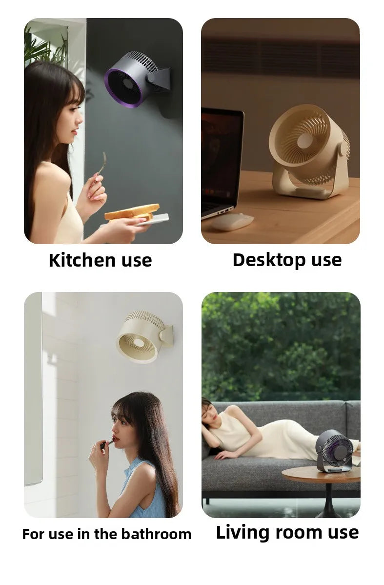 Portable Rechargeable Electric Fan Circulator – Quiet Wireless Desktop Cooling Fan for Home & Office