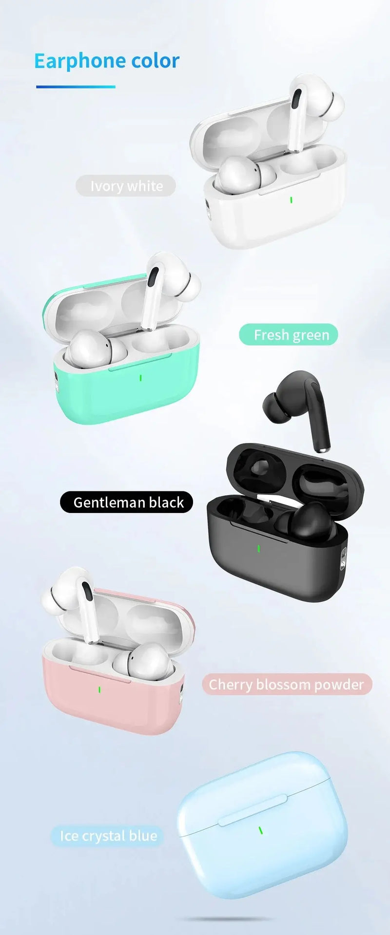 Bluetooth 5.3 Wireless Earbuds with Charging Case and Microphone
