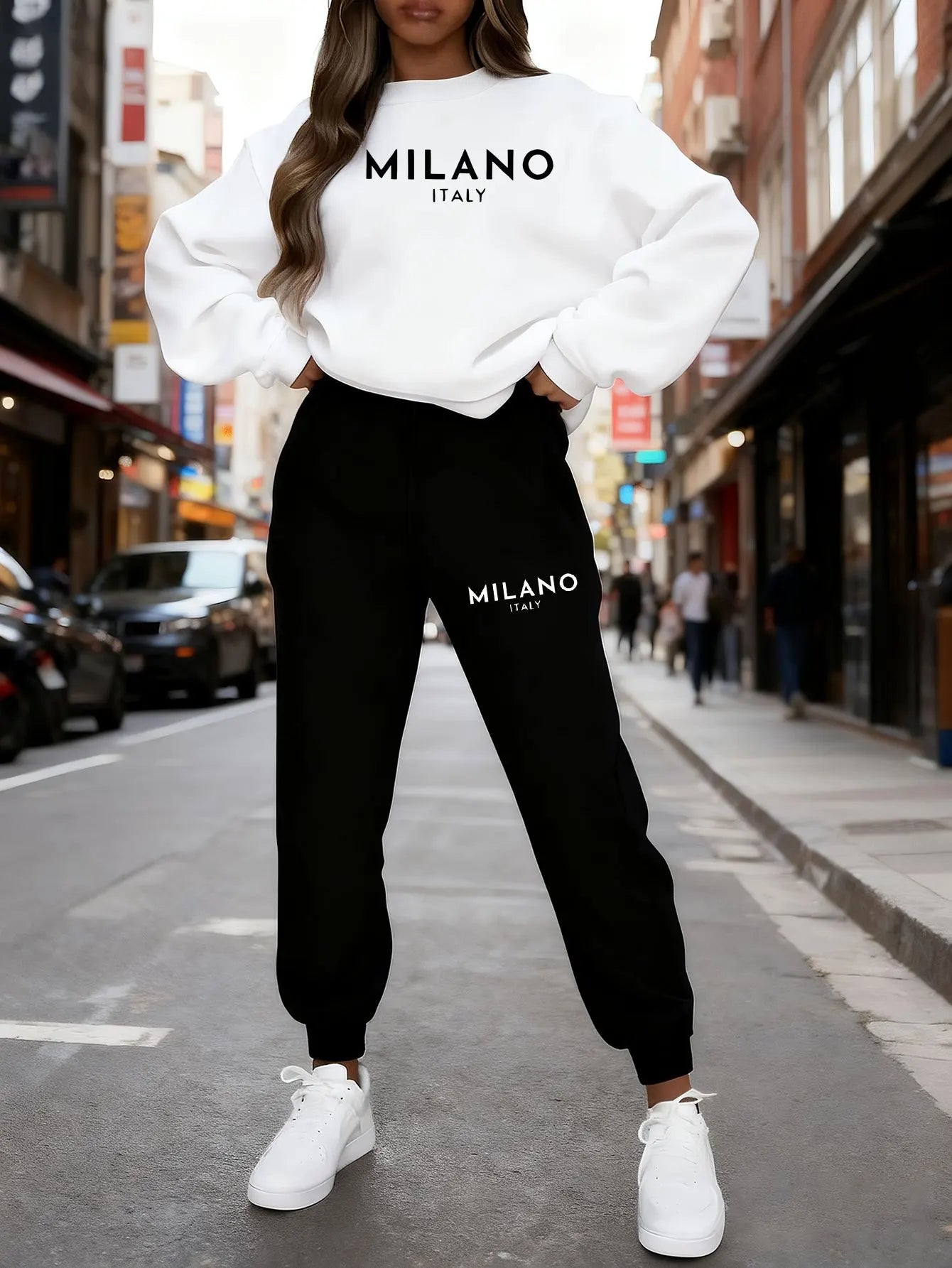 Women’s Warm Hoodie Sweatpants Set Plush Fleece Two Piece Outfit