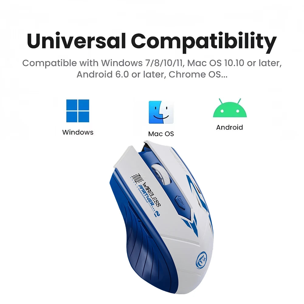 Bluetooth 5.4 Mouse Dual-Mode 2.4G Wireless Mouse 6 Buttons Gaming Mouse Office Silent Mice Rechargeable Mouse