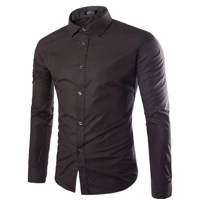 Colors Solid Color Men's Fashionable Candy Color Shirt Men's Casual Long Sleeve Shirt for Men