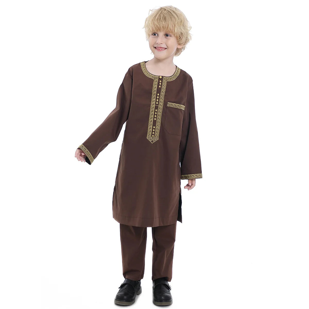 Boys Islamic Thobe – Kids Long Sleeve Traditional Robe