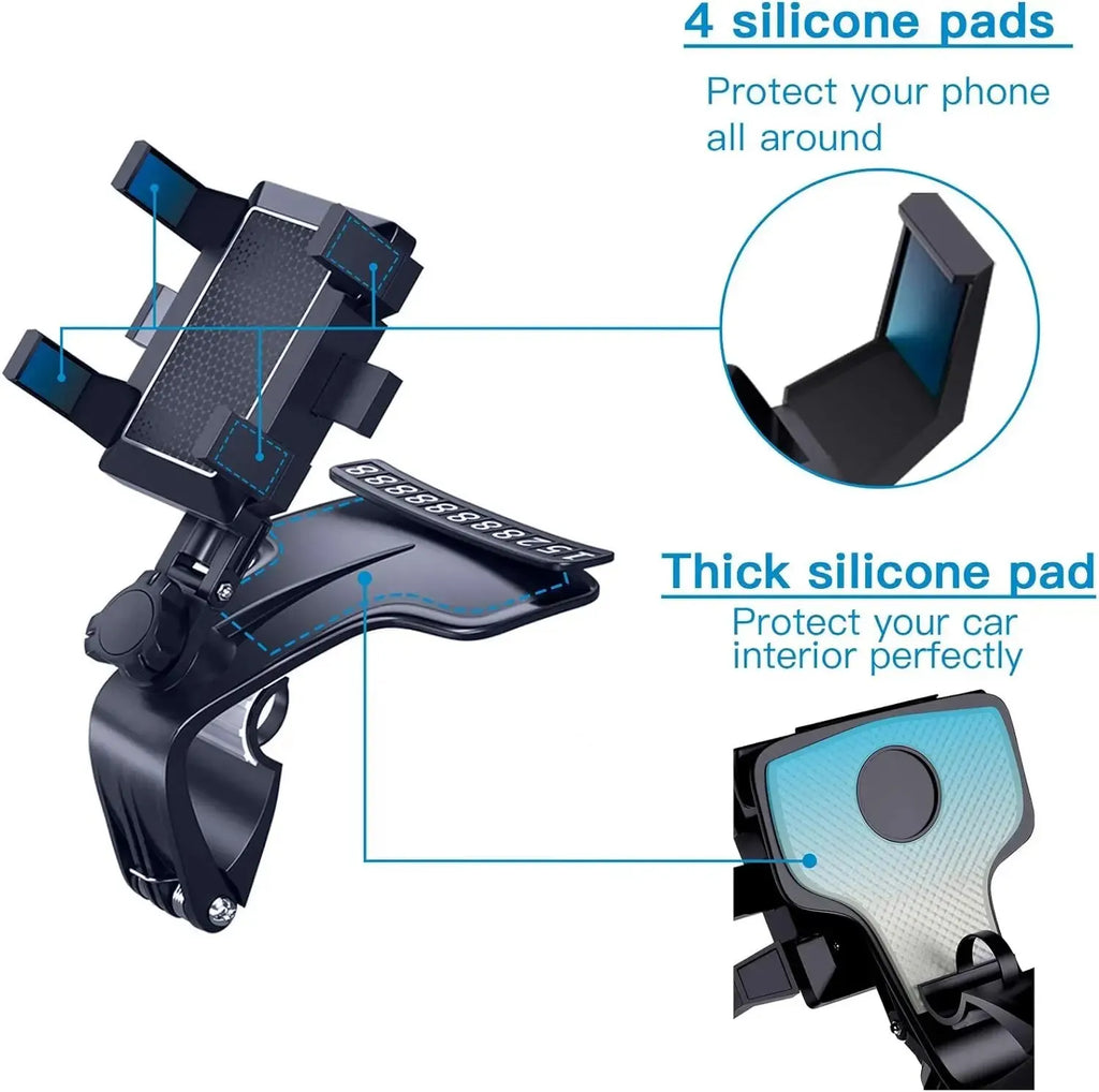 Car Phone Holder Mount for Dashboard, 1200° Rotating Cell Phone Holder for Car, Universal Big Clamp Car Phone Mount Compatible W