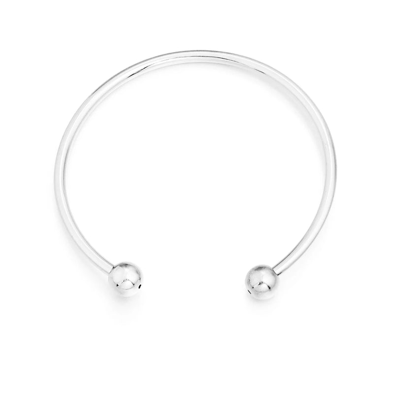 Unisex Silver-Plated Round Cuff Bracelet – Trendy Adjustable Design