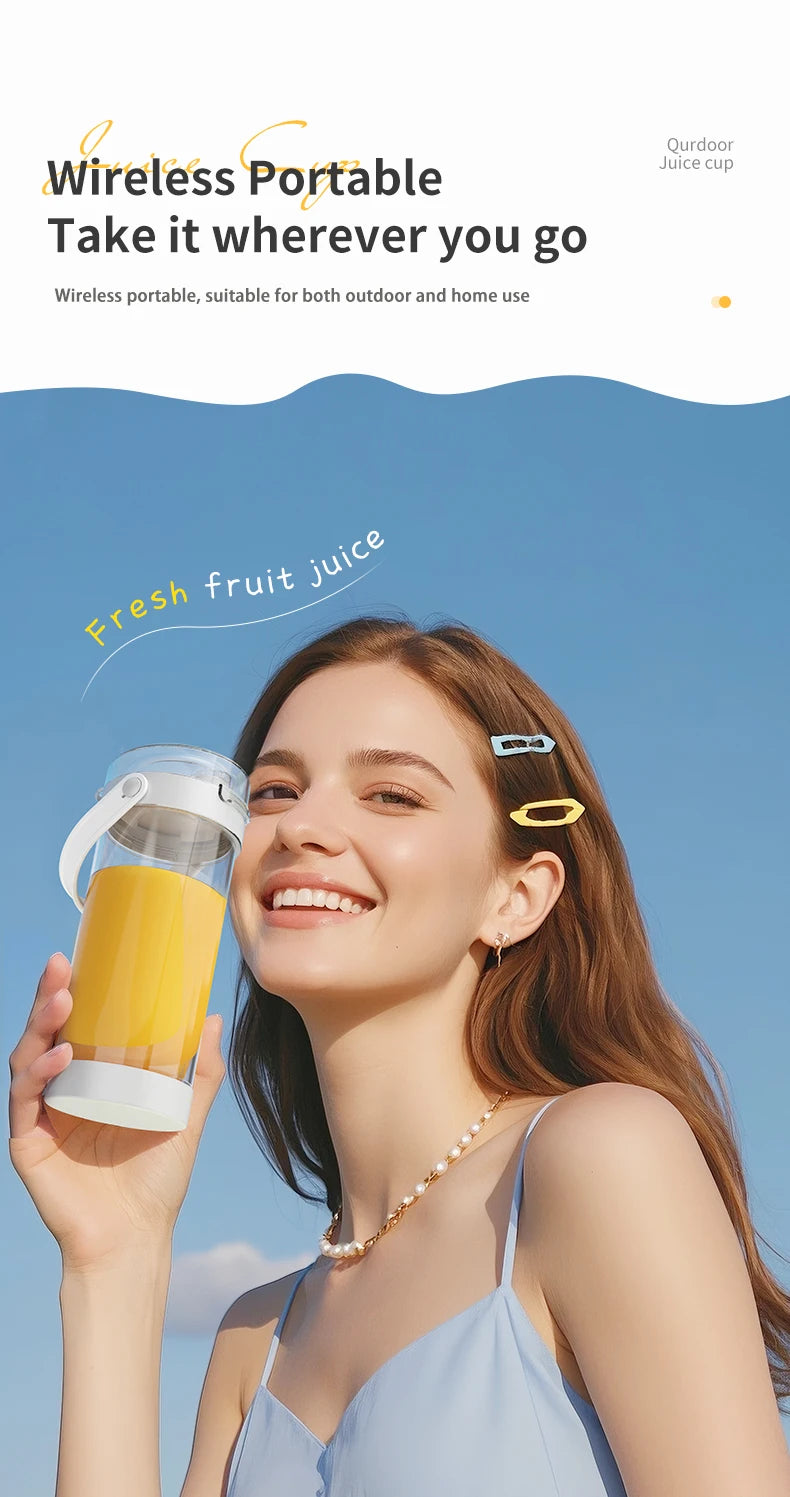 Portable Blender 600ML Electric Juicer Rechargeable 4000mAh USB Fruit Mixer Personal Smoothie Maker Outdoor Fresh Fruit Blender