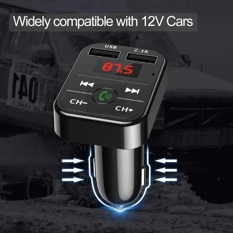 Car Wireless Adapter Bluetooth 5.0 FM Transmitter Mic Audio Receiver Auto MP3 Player 2.1A Dual USB Fast Charger Car Accessories