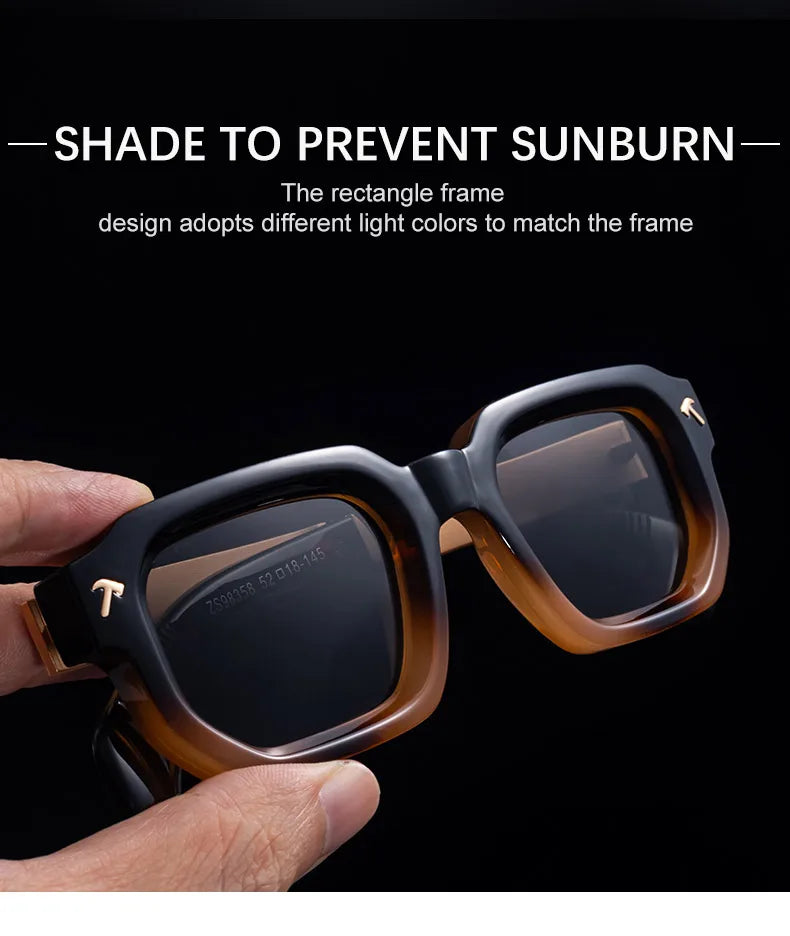 Men's Luxury Square Sunglasses UV400 Driving Eyewear Classic Casual Fashion Shades for Adults Alloy Frame