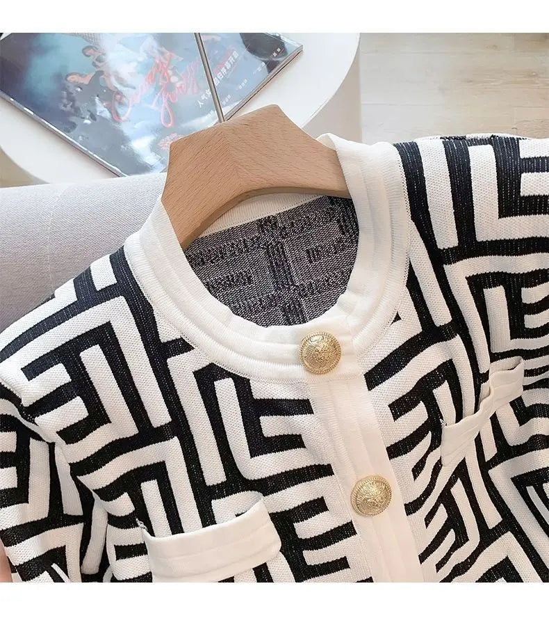 New Women's Cardigan Short Knit French Retro Style Sweater Coat Vintage Clothes Long Sleeve Top  Y2k