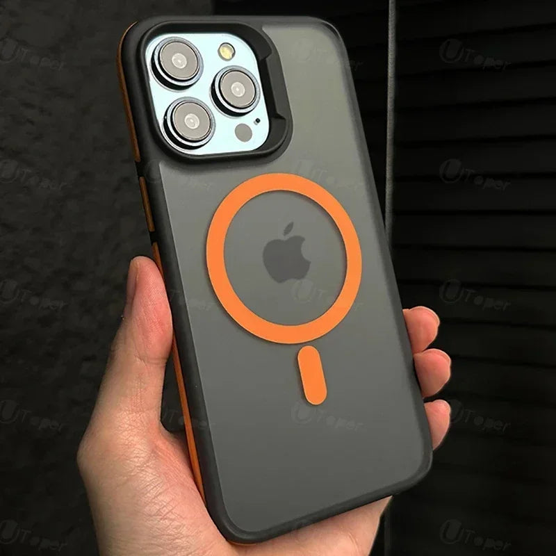 New Bicolor Matte Frosted Magnetic Phone Case For iPhone 17 16 15 14 Plus 13 12 11 Pro Max Translucent Shockproof Hard Cover