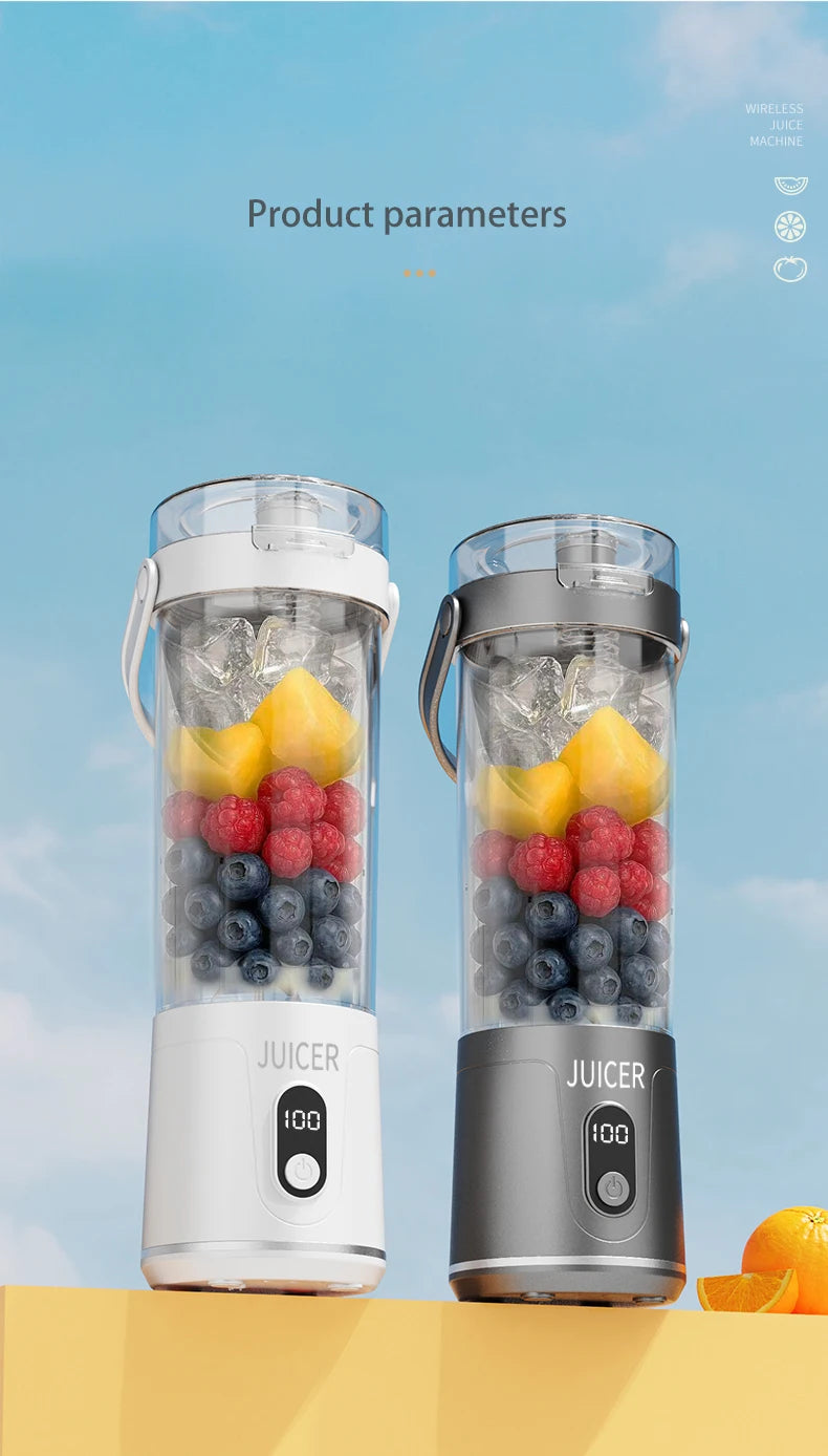 Portable Blender 600ML Electric Juicer Rechargeable 4000mAh USB Fruit Mixer Personal Smoothie Maker Outdoor Fresh Fruit Blender