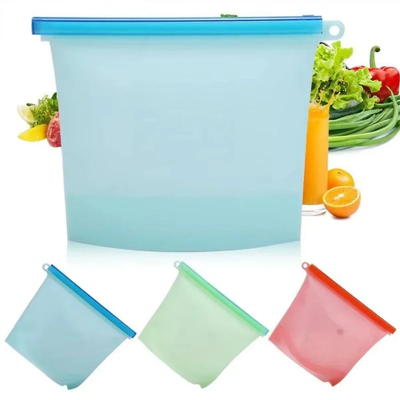 Reusable Silicone Food Storage Bags – 1000ml Leakproof Freezer & Lunch Bags (Set of 4)”