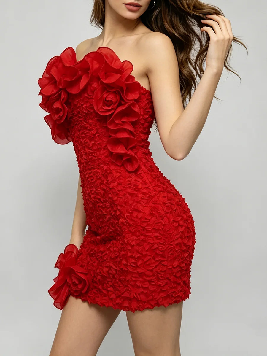 Dresses for Women Strapless Sleeveless High Waist Slimming Mini Solid Dress Female Fashion