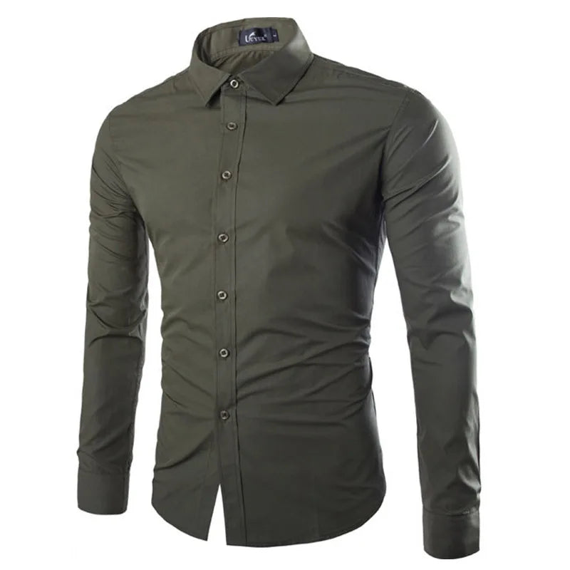 Colors Solid Color Men's Fashionable Candy Color Shirt Men's Casual Long Sleeve Shirt for Men