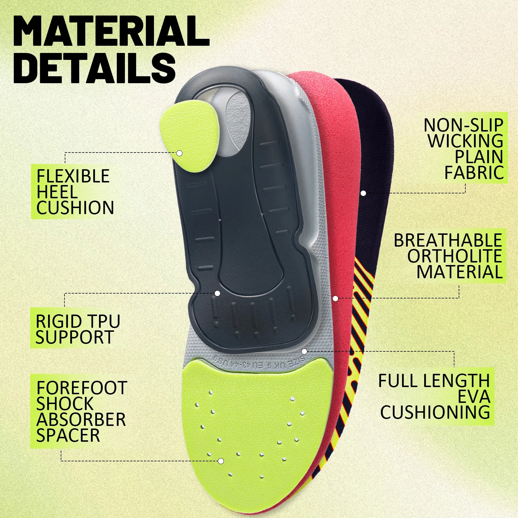 Orthopedic Sport Insole Plantar Fasciitis Flat Foot High Arch Support Men Women Sneaker Orthotic Plantillas Insert Shoe Sole