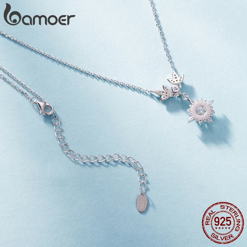 Necklace Vintage Engraved 925 Sterling Silver Round Cut Diamond for Women Twinkling Engagement Gift