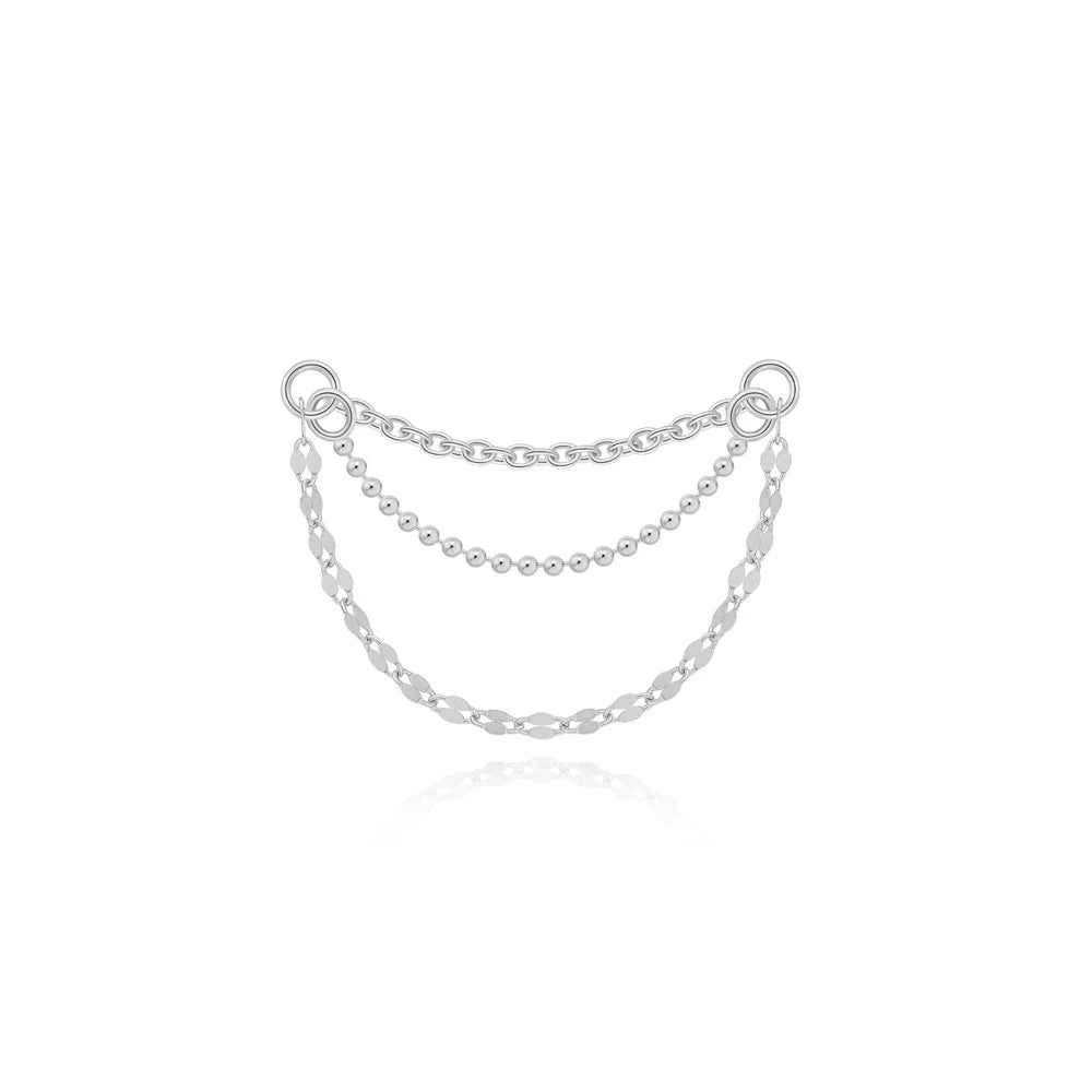 CANNER 1PC 925 Sterling Silver Eight-pointed Star CZ Piercing Earring For Women Ins Tassel Chain Earring Goldfish Jewelry Gift