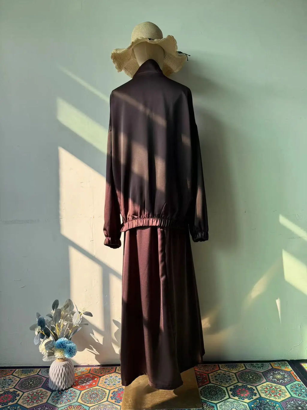 Muslim Dress Satin 2 Piece Set Women Party Abaya Musulman Ensembles Arab Long Robe Dubai Kaftan Vestidos Jalabiya Ramadan Eid