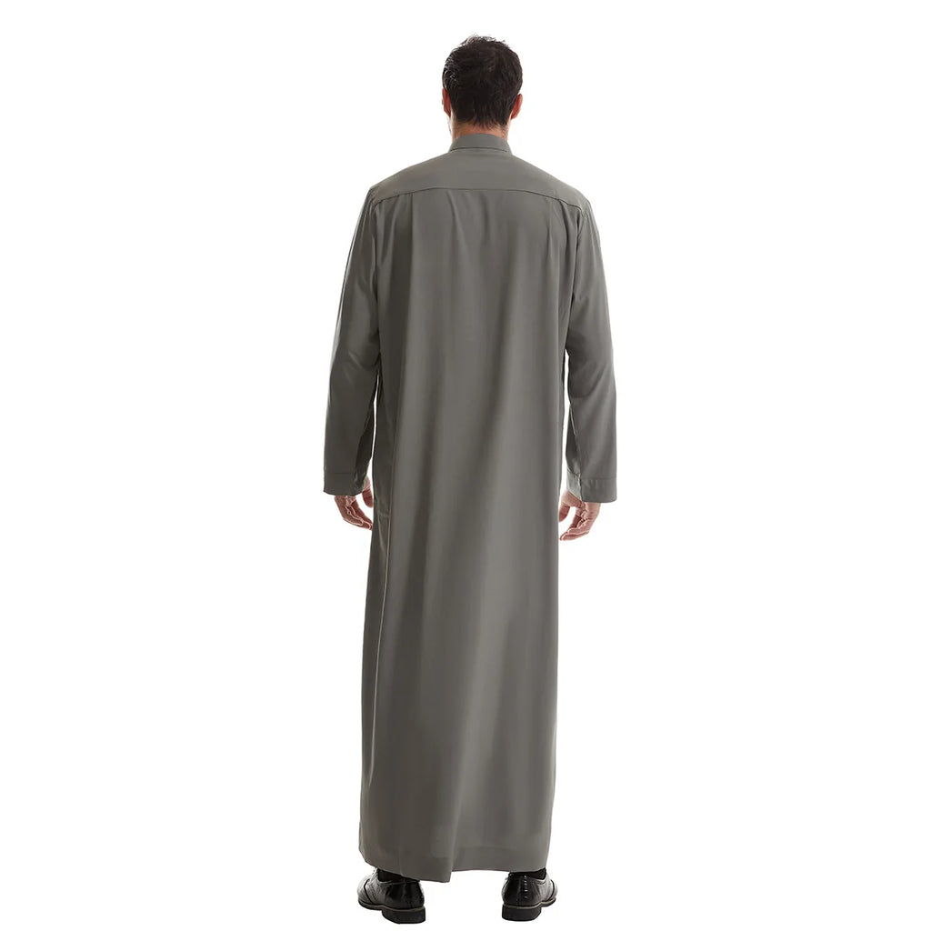 Men’s Muslim Abaya Kaftan Thobe – Long Sleeve Pullover Robe