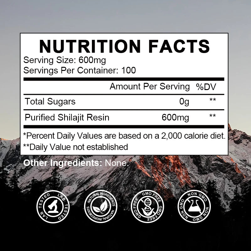 Pure Shilajit Resin Original Mineral Health Supplement Non-GMO Brain Memory Cognitive Energy Health