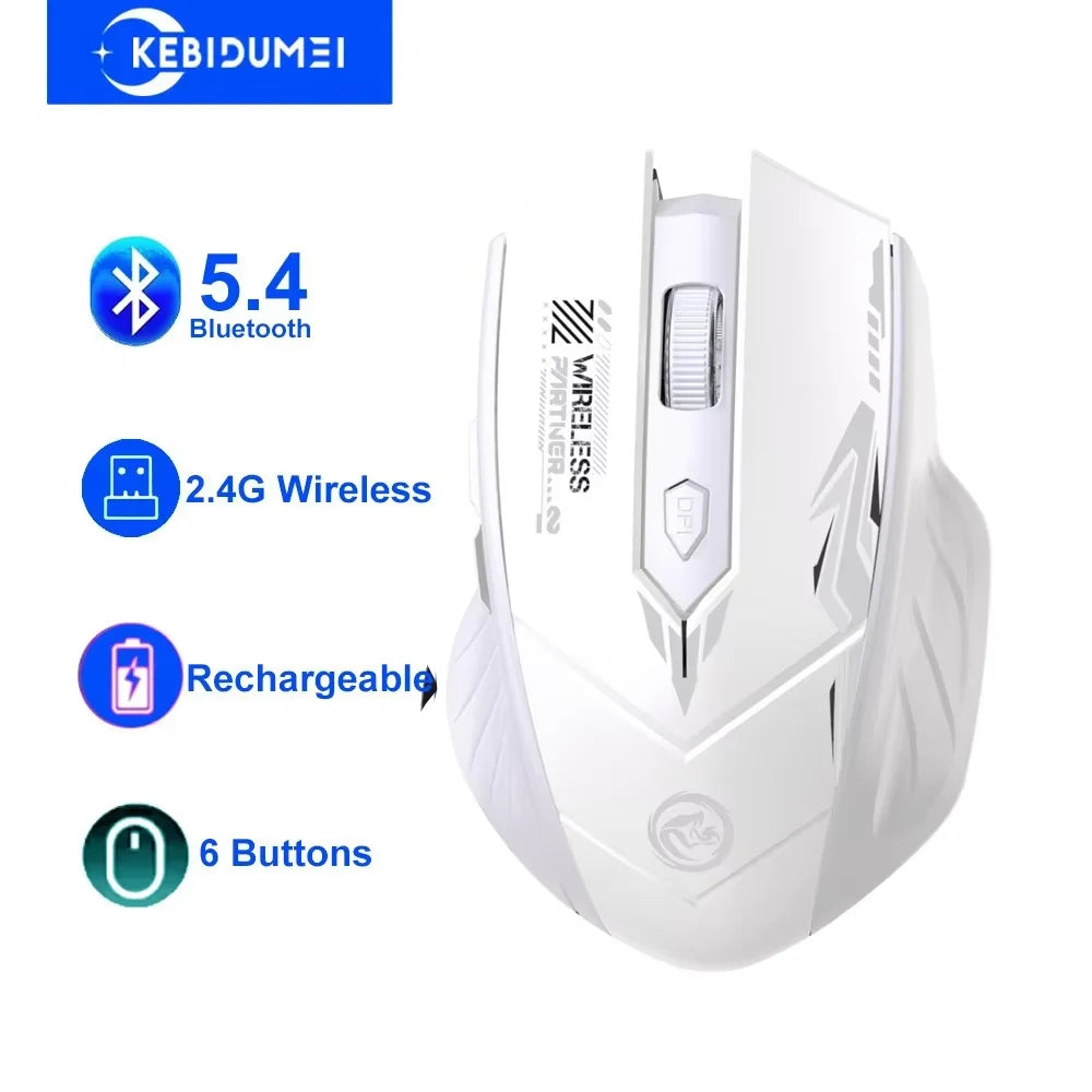 Bluetooth 5.4 Mouse Dual-Mode 2.4G Wireless Mouse 6 Buttons Gaming Mouse Office Silent Mice Rechargeable Mouse