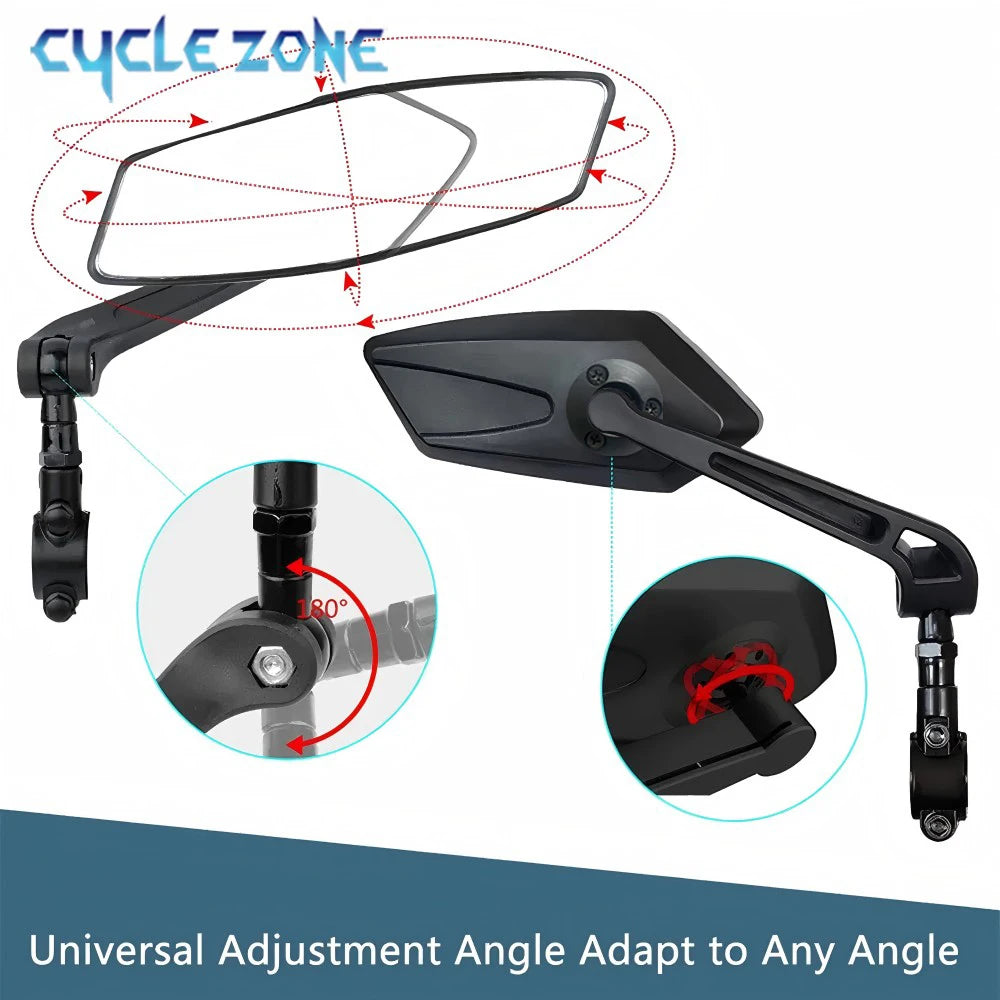 Universal Bike Handlebar Mirrors Wide Angle 360 Rotating Bicycle Rear View Mirror MTB E-Bike Electric Scooter HD Rearview Mirror