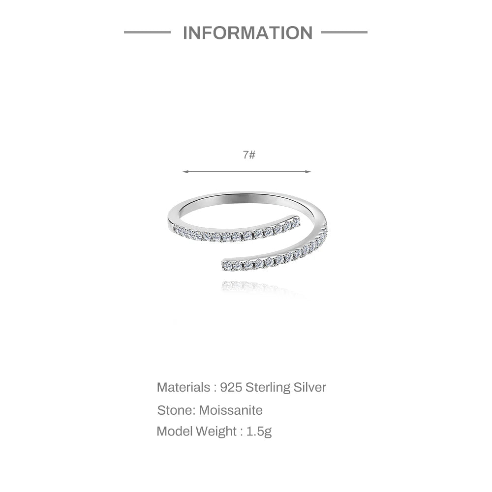 CANNER Moissanite Eight-pointed Star Moon Open Wedding Band Ring Women 925 Sterling Silver Sparkling Eternity Engagement Ring