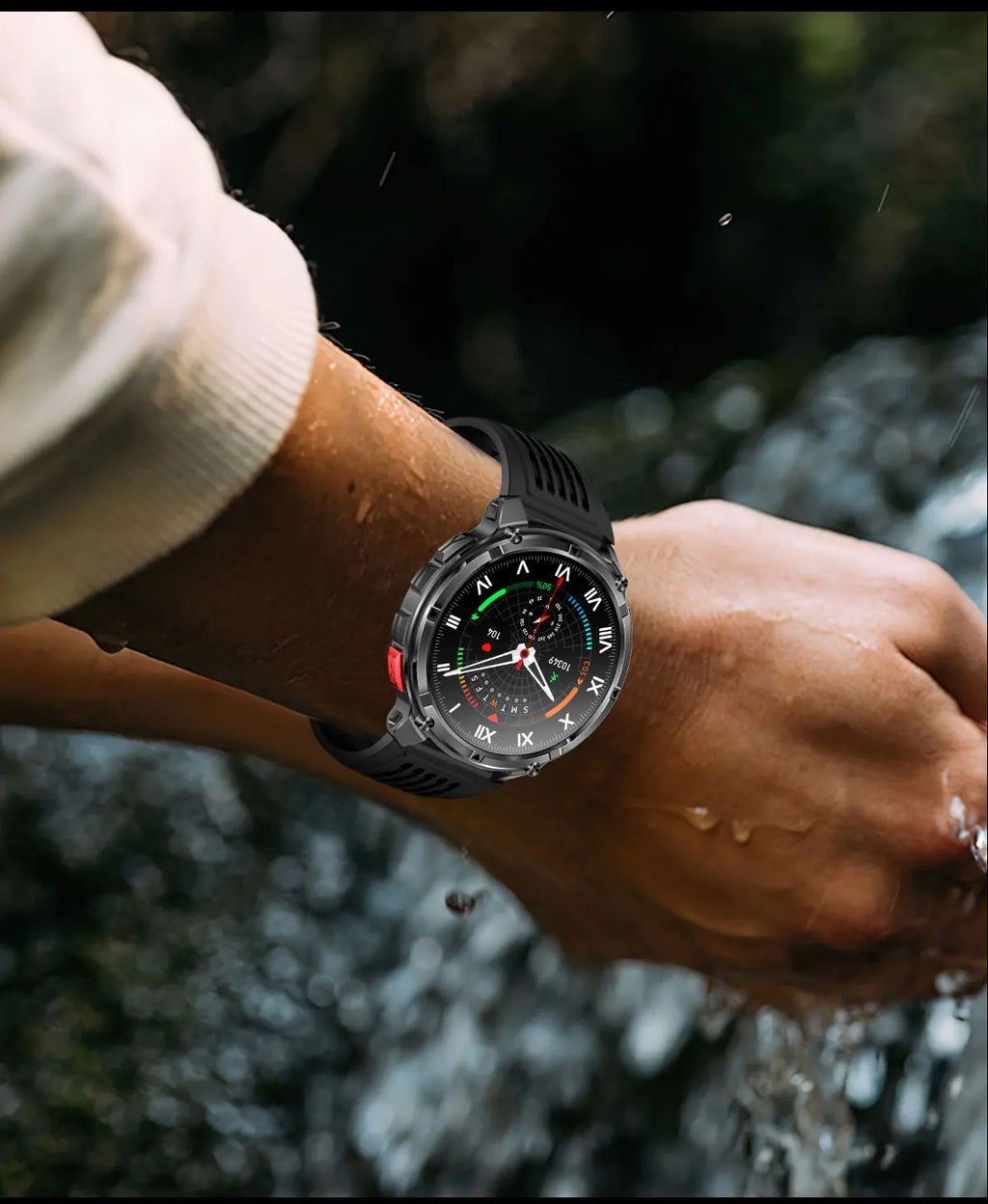Men Smart Watch 1.7inch LED Flashlight HT33 BT Calling Outdoor Sports Compass Health Monitoring 1100mAh Large Battery Smartwatch