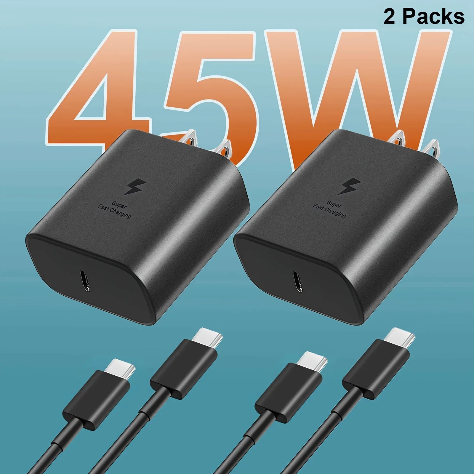 45W Super Fast Charger with 4FT Type-C Cable for Samsung Galaxy S23 Ultra/ S23/ S23+/ S22/ S22 Ultra/ S22+/ S21, Z Fold 5/ZFold