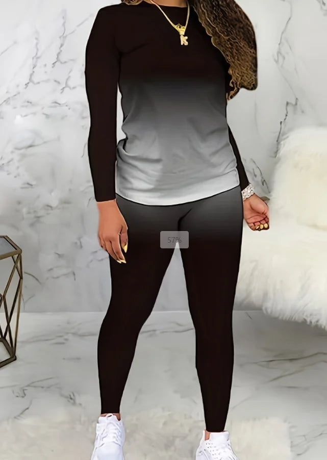 Women’s Plus Size Long Sleeve Gradient Top Casual Slim Fit Shirt