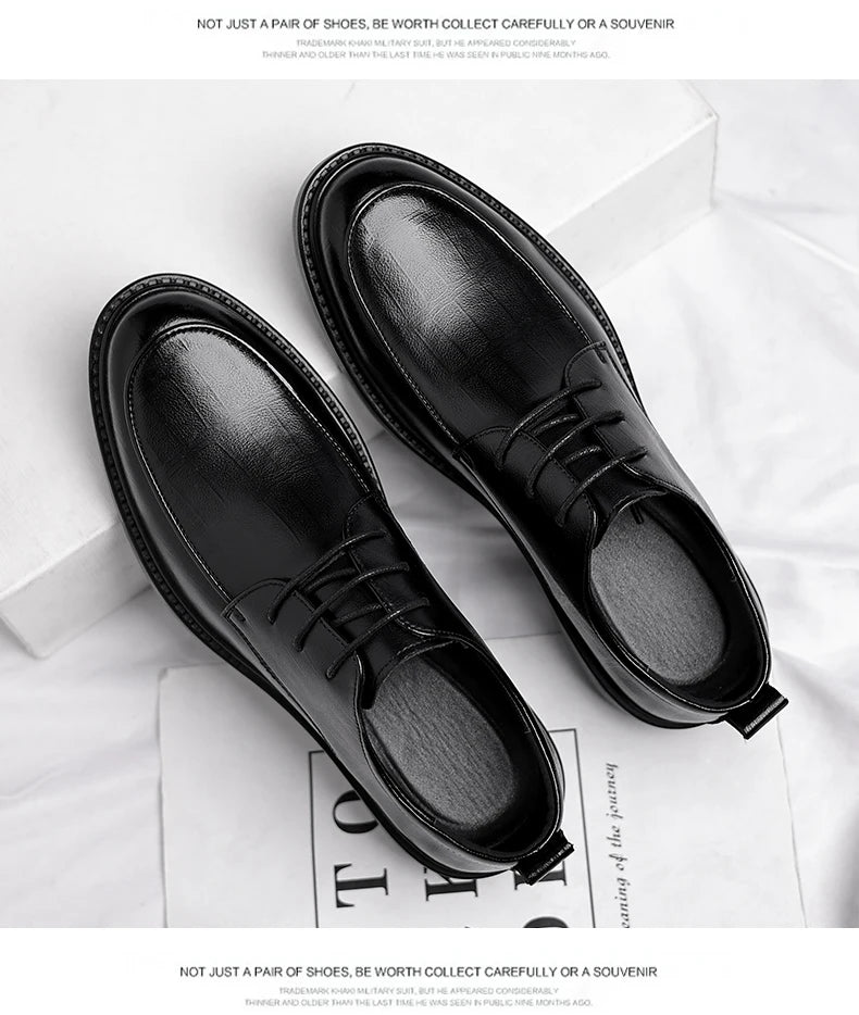Spring/Summer Men 37-45 Men's Flat/6CM Heightening Elevator Shoes Business Formal Leather Shoes Man British Casual Wedding Suit