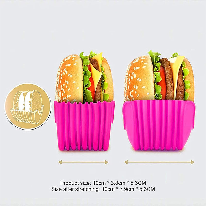 Reusable Burger Holder Silicone Shelf Hamburger Tools Fixed Rack Holder Storage Kitchen Organizer Box Kitchen Accessories