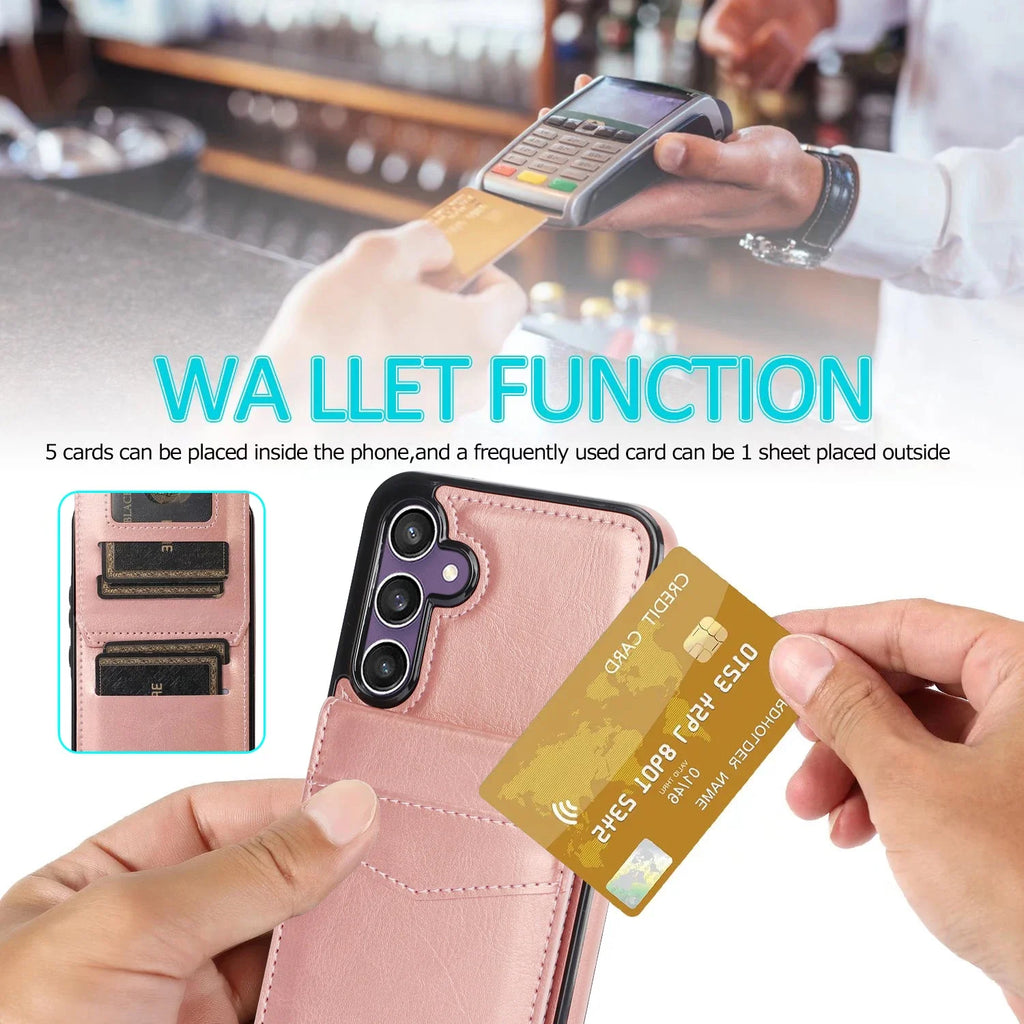 Flip Leather Card Solt Holder Wallet Case For Samsung Galaxy S25 Ultra S24 Plus S23 FE S22 S21 A16 A35 A55 A54 Stand Bag Cover