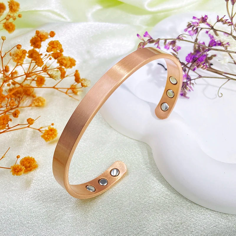 Fashion Pure Copper Magnetic Bracelet for Women Men Cuff Adjustable Size Bangles Arthritis Health Solid Copper Jewelry