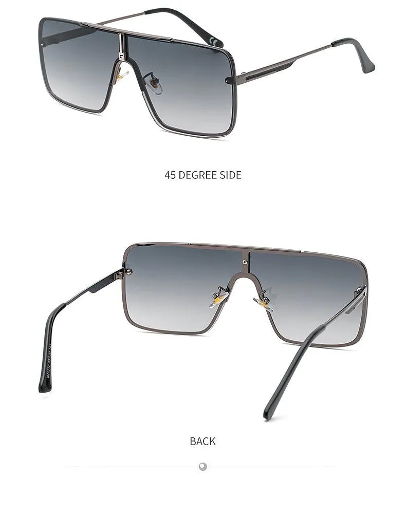 Fashion Oversized Square Sunglasses For Men Big Frame 2026 Luxury Brand Design Metal Frame Sun Glasses Man Retro Shades Eyewear