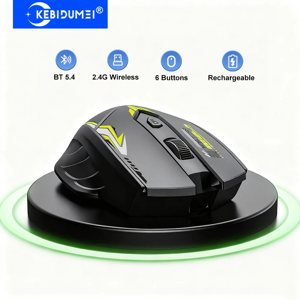 Bluetooth 5.4 Mouse Dual-Mode 2.4G Wireless Mouse 6 Buttons Gaming Mouse Office Silent Mice Rechargeable Mouse