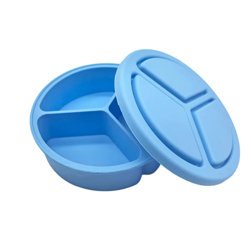 Silicone Divided Plate – Round Non-Slip Food Tray for Kids & Adults”